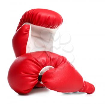 Pair of boxing gloves on white background�