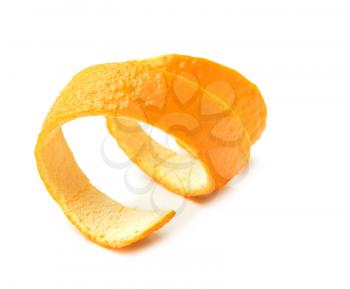 Fresh orange peel on white background�