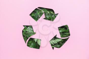Recycling sign with leaves. Ecology concept�