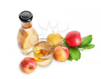 Apple cider vinegar on white background�