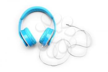 Modern headphones on white background�