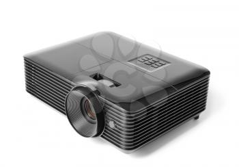 Modern video projector on white background�