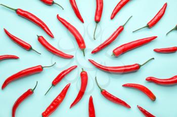 Hot chili pepper on color background�