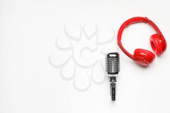 Headphones with microphone on white background�