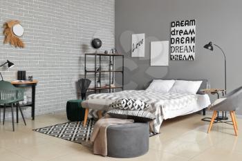 Interior of modern stylish bedroom�