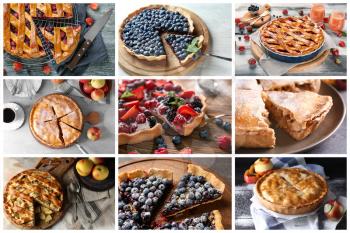 Different tasty fruit pies�