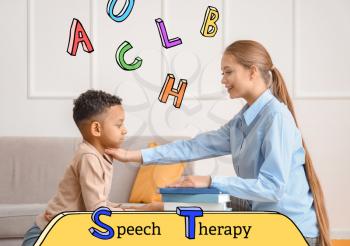 Little boy at speech therapist's office�