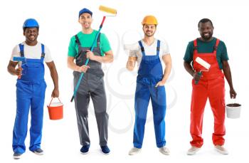 Male painters on white background�