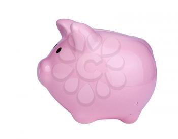 Pink piggy bank isolated on white background 