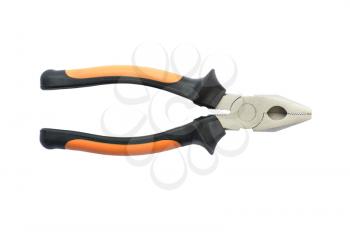 Steel pliers  with  rubber handles,isolated on white