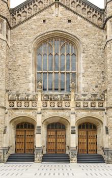 Medieval Gothic styled doors of Bonython Hall in Adelaide,Australia
