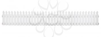 
Old white wooden fence on white background