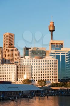 skyline of Sydney with city central business district at sunset
