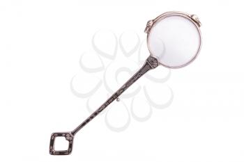 Folded rarity vintage lorgnette isolated on white background
