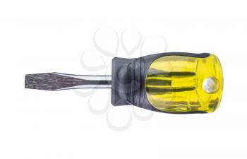 yellow  short screwdriver  isolated on white background