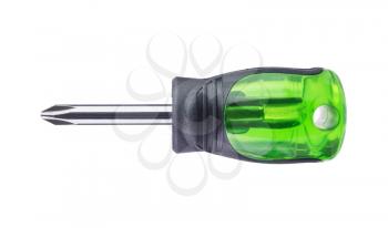 green  short screwdrivers isolated on white background