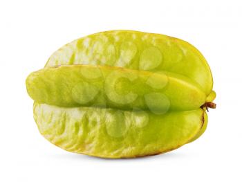 Yellow-green carambola star fruit isolated  on white background