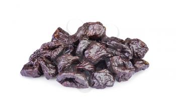 Dried pitted Prunes isolated on a white background 