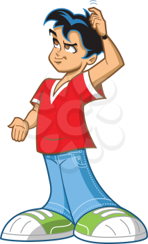 Royalty Free Clipart Image of a Boy Scratching His Head