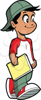 Royalty Free Clipart Image of a Boy With a Book