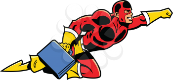 Royalty Free Clipart Image of a Superhero With a Briefcase