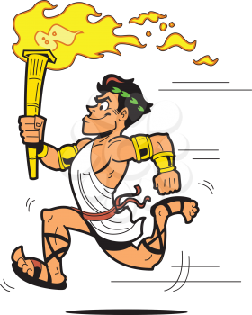 Royalty Free Clipart Image of a Greek Olympic Torch Runner