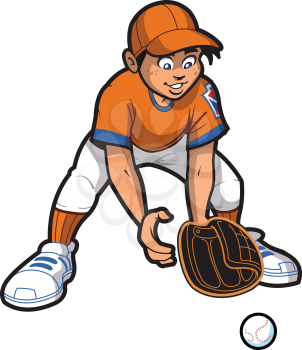 Royalty Free Clipart Image of a Boy Catching a Ball