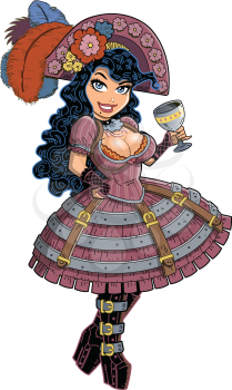 Royalty Free Clipart Image of a Steampunk Pirate Birl