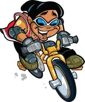 Royalty Free Clipart Image of a Boy on a Bicycle