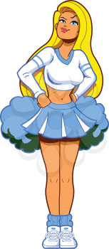 Royalty Free Clipart Image of a Cheerleader With an Angry Smirk