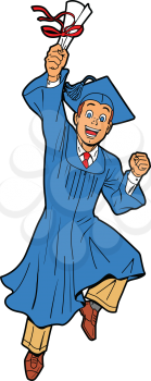 Royalty Free Clipart Image of a Happy Male Graduate