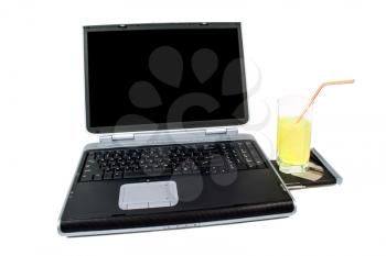 Royalty Free Photo of a Laptop and Cocktail