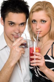 Royalty Free Photo of a Couple With Cocktails