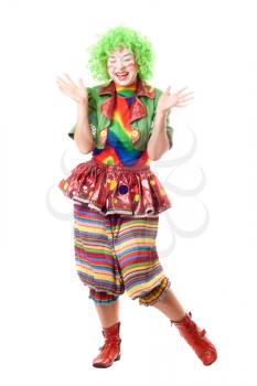 Royalty Free Photo of a Female Clown Laughing