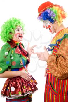 Royalty Free Photo of a Couple of Cheerful Clowns