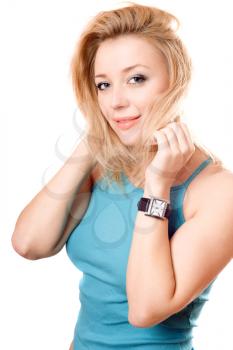 Royalty Free Photo of a Woman in a Blue Top