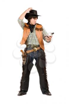 Royalty Free Photo of a Cowboy With Whiskey
