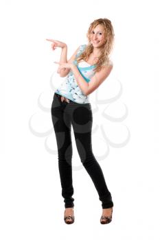 Royalty Free Photo of a Girl Pointing