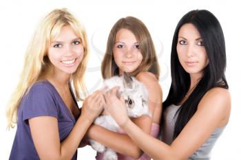 Royalty Free Photo of Three Women With a Rabbit