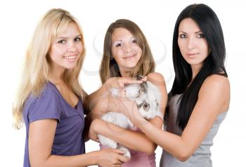 Royalty Free Photo of Three Women With a Rabbit