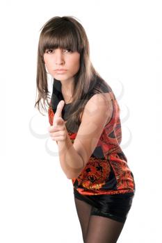 Royalty Free Photo of a Woman Pointing a Finger