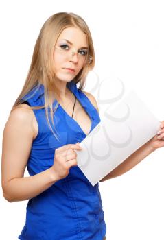 Royalty Free Photo of a Young Woman Looking at a Paper