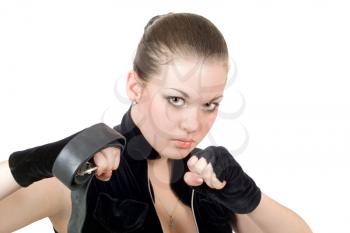 Royalty Free Photo of a Girl Ready to Punch