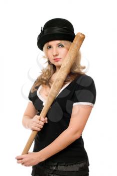 Portrait of nice young lady with a bat in their hands