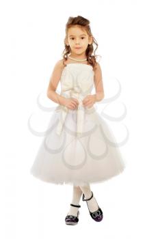 Nice little girl in a white dress
