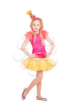 Attractive little girl wearing like a candy. Isolated on white