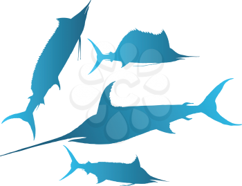 Royalty Free Clipart Image of Silhouettes of Marine Animals