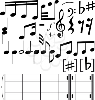 Royalty Free Clipart Image of a Full Set of Music Notes