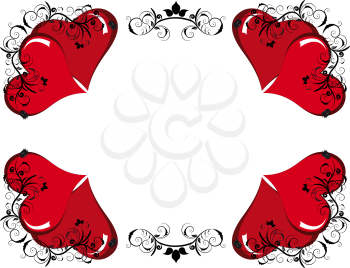 Royalty Free Clipart Image of a Floral and Heart Frame