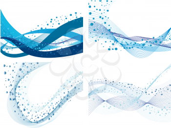 Royalty Free Clipart Image of a Set of Four Abstract Water Backgrounds